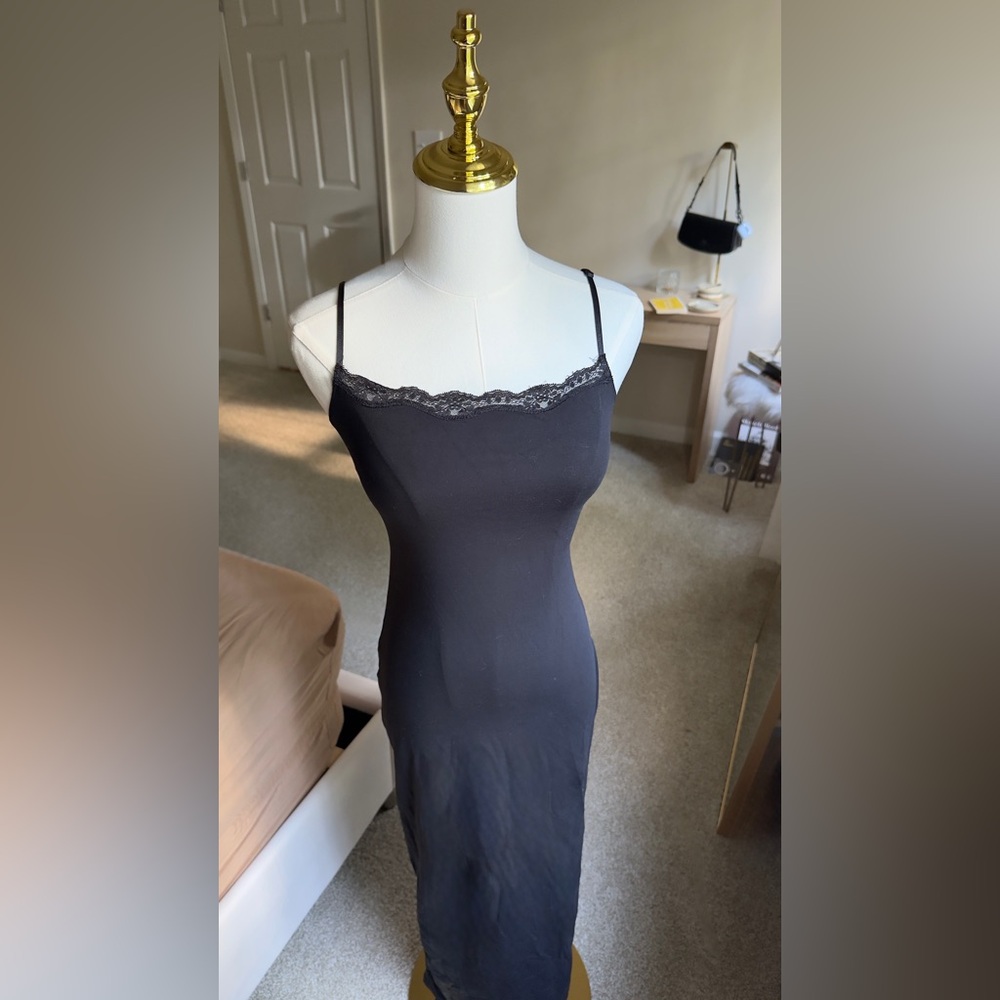 Garage Black Lace Trim Slip Dress
